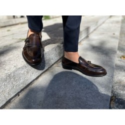 Mocassini eleganti - Uomo - Marroni - Pelle - Made in Italy