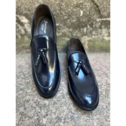 Mocassini uomo, con nappine - blu, vera pelle - gogolfun.it