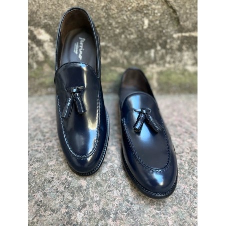 Mocassini uomo, con nappine - blu, vera pelle - gogolfun.it