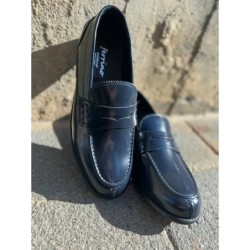 Mocassini uomo, college - Blu - Vera pelle - Mocassini online