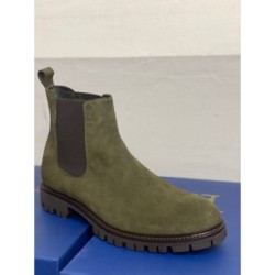 Stivaletti da uomo, color  verde militare  - Pelle scamosciata
