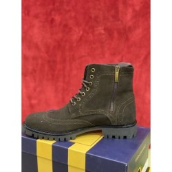 Stivali da uomo - Pelle - Camoscio - Marrone - Made in Italy