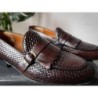 Mocassini uomo marroni - Vera pelle intrecciata - Made in Italy