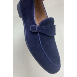 Mocassini uomo blu - Vera pelle scamosciata - Made in Italy