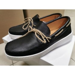 Mocassino sportivo nero in vera pelle - Vulcano - Scarpe uomo online - Migliori scarpe online - Gogolfun.it