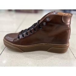 Sneaker wysoka ze skóry naturalnej