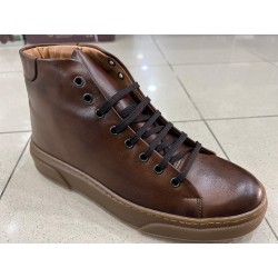 Sneaker alta in pelle, marrone - Made in Italy