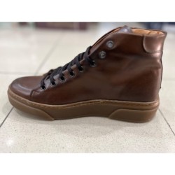 Sneakers alta in vera pelle, marrone - Gogolfun.it