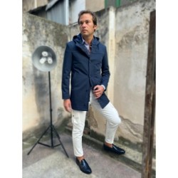 Trench uomo - Blu - Con cappuccio - Paul Miranda - Abbigliamento