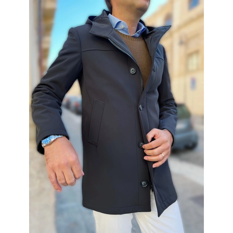 Trench con cappuccio, nero - Made in Italy - Gogolfun.it
