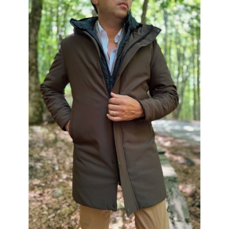 Parka uomo marrone con pettorina staccabile - Giubbotti invernali, tecnici, sportivi - Gogolfun.it