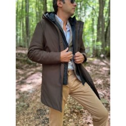 Parka uomo marrone con pettorina staccabile - Giubbotti invernali, tecnici, sportivi - Gogolfun.it