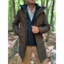 Parka uomo marrone con pettorina staccabile - Giubbotti invernali, tecnici, sportivi - Gogolfun.it